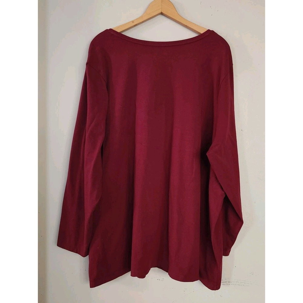 Catherines Womens 3X 26/28 Red Glitter Christmas Tree Rhinestone Longsleeve - Picture 4 of 4
